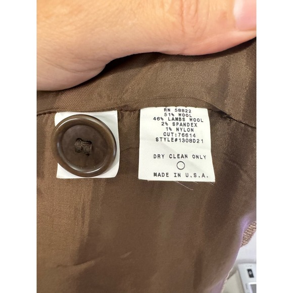 Vintage Womens Lamb Wool Brown Long Pea Coat Made in USA size Small Timeless EUC - Picture 10 of 10